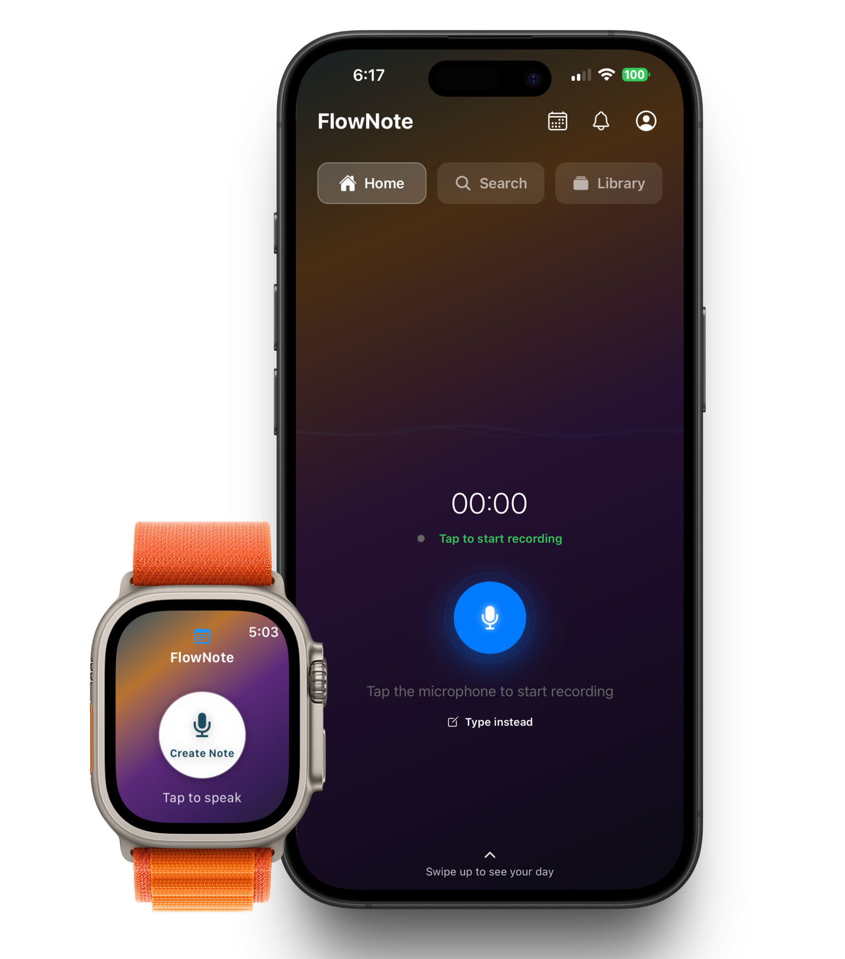 FlowNote on iPhone and Apple Watch